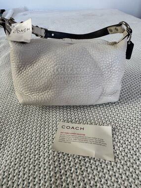COACH Pebbled Leather Shoulder Bag in white **check description**
